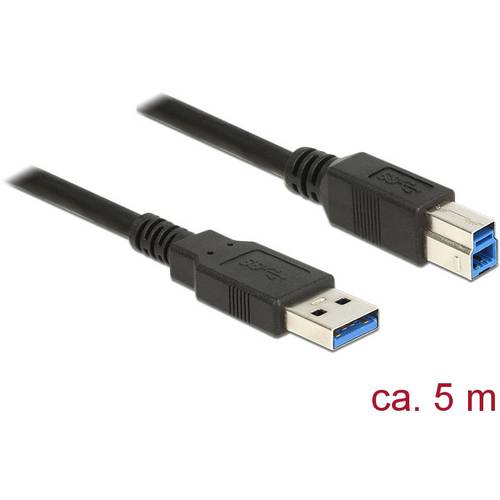 Thumbnail - Delock USB-Kabel USB 3.2 Gen1 USB-A Stecker, USB-B Stecker 5.00 m Schwarz vergoldete Steckkontakte 85070