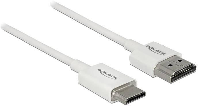 Delock HDMI Anschlusskabel HDMI-A Stecker, HDMI-Mini-C Stecker 1.00 m Weiß 85142 4K UHD, vergoldete Steckkontakte HDMI-K-1