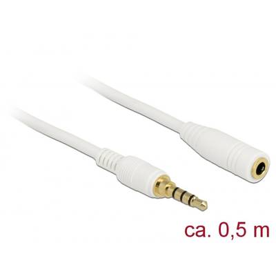 Delock 85628 Klinke Audio Verlängerungskabel [1x Klinkenstecker 3.5 mm - 1x Klinkenbuchse 3.5 mm] 0.50 m Weiß vergoldete