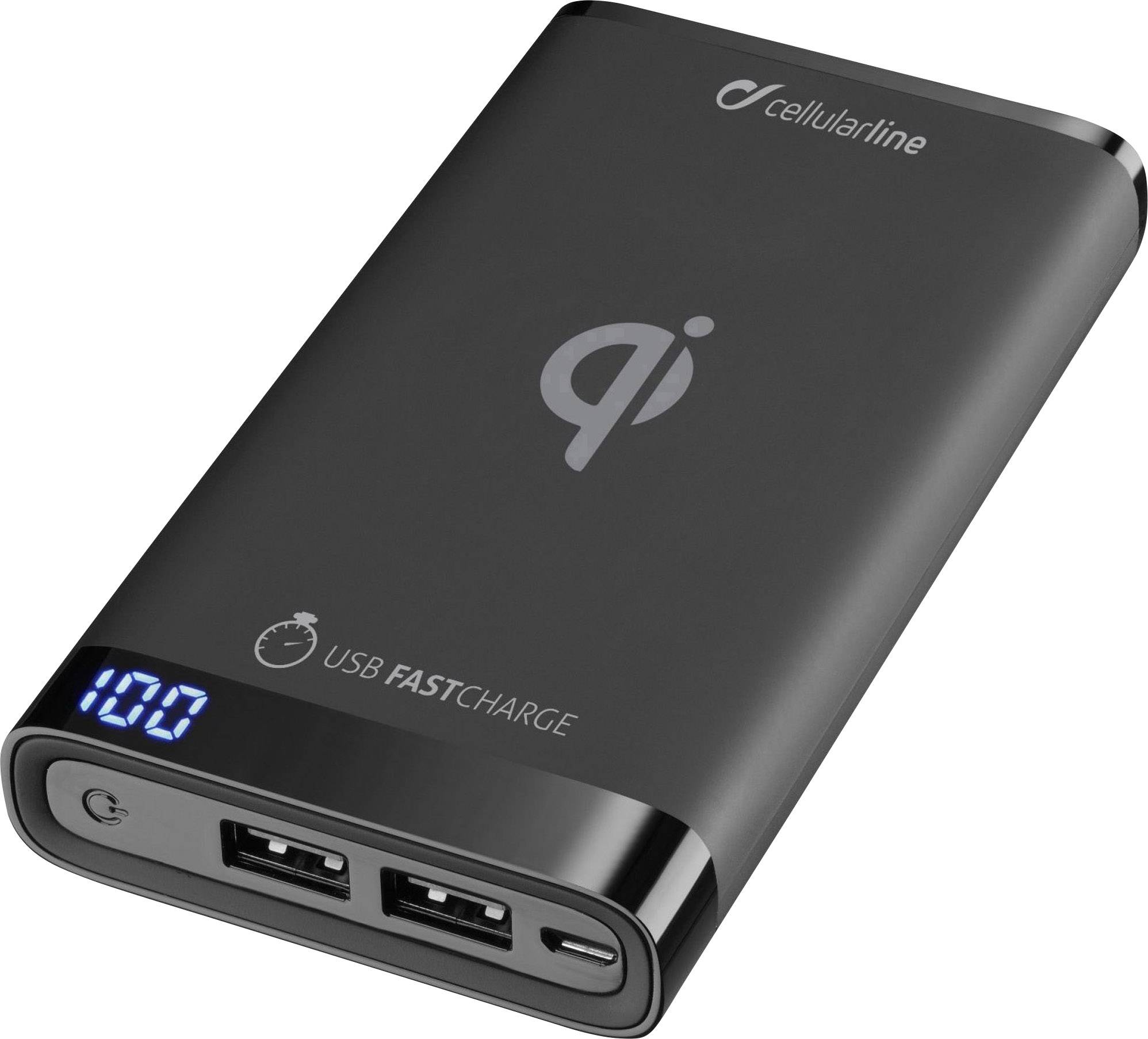 Cellularline Induktions Powerbank 2000 mA FreePower Manta CELLULAR LINE Qi Induktionsladegerät 2x 10W Wireless Fast