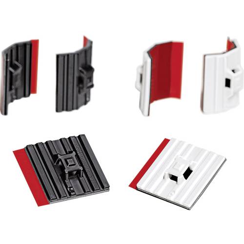 HellermannTyton FMB4APT-I-PA66HS-BK Befestigungssockel selbstklebend 151-02659 flexibler Sockel, 4fach einfädeln Schwarz...