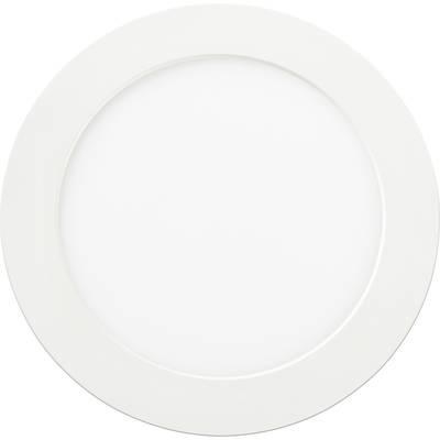 Runder weißer LED-Panellicht, flach mit schmalem Rahmen. Geeignet für moderne, minimalistische Inneneinrichtungen.