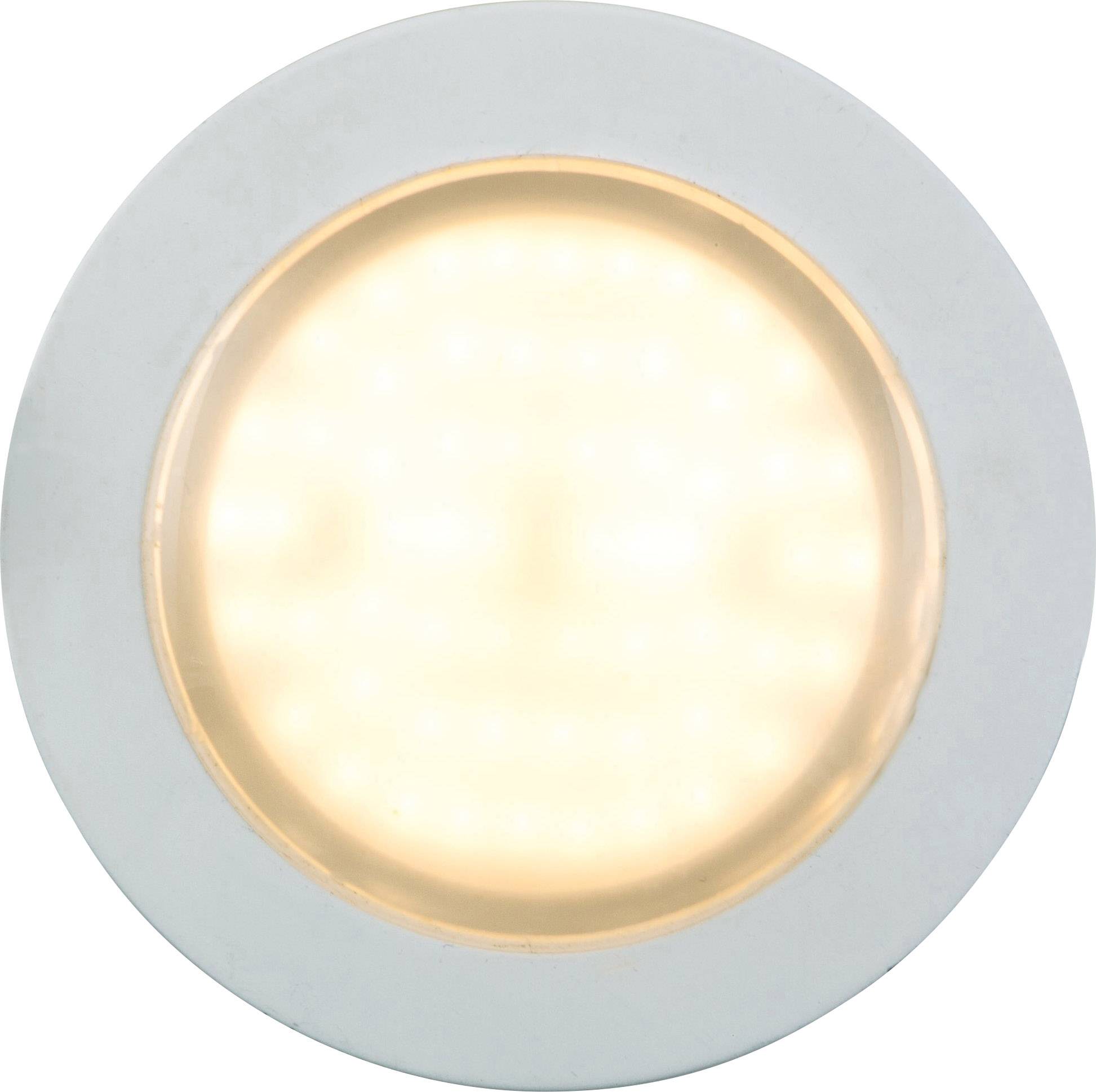 Ein runder, leuchtender LED-Spot in kühlem Weißton. Ideal zur Deckenmontage für helle, energiesparende Beleuchtung.