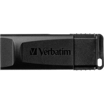 Ein schwarzer USB-Stick der Marke Verbatim, teilweise sichtbar.