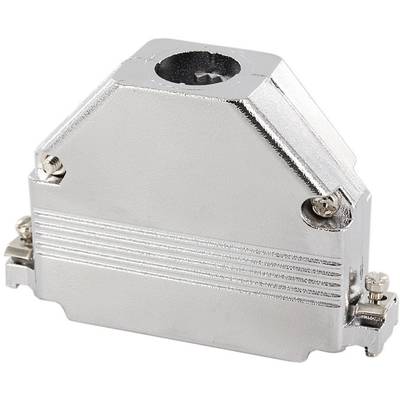 Metallischer Gehäuseadapter mit geschlossener Oberseite und seitlichen Schrauben, geeignet für industrielle Steckverbindungen.
