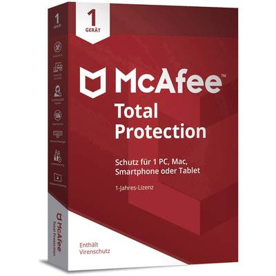 McAfee Total Protection 1 Device Vollversion, 1 Lizenz Android, iOS, Mac, Windows Antivirus, Sicherheits-Software