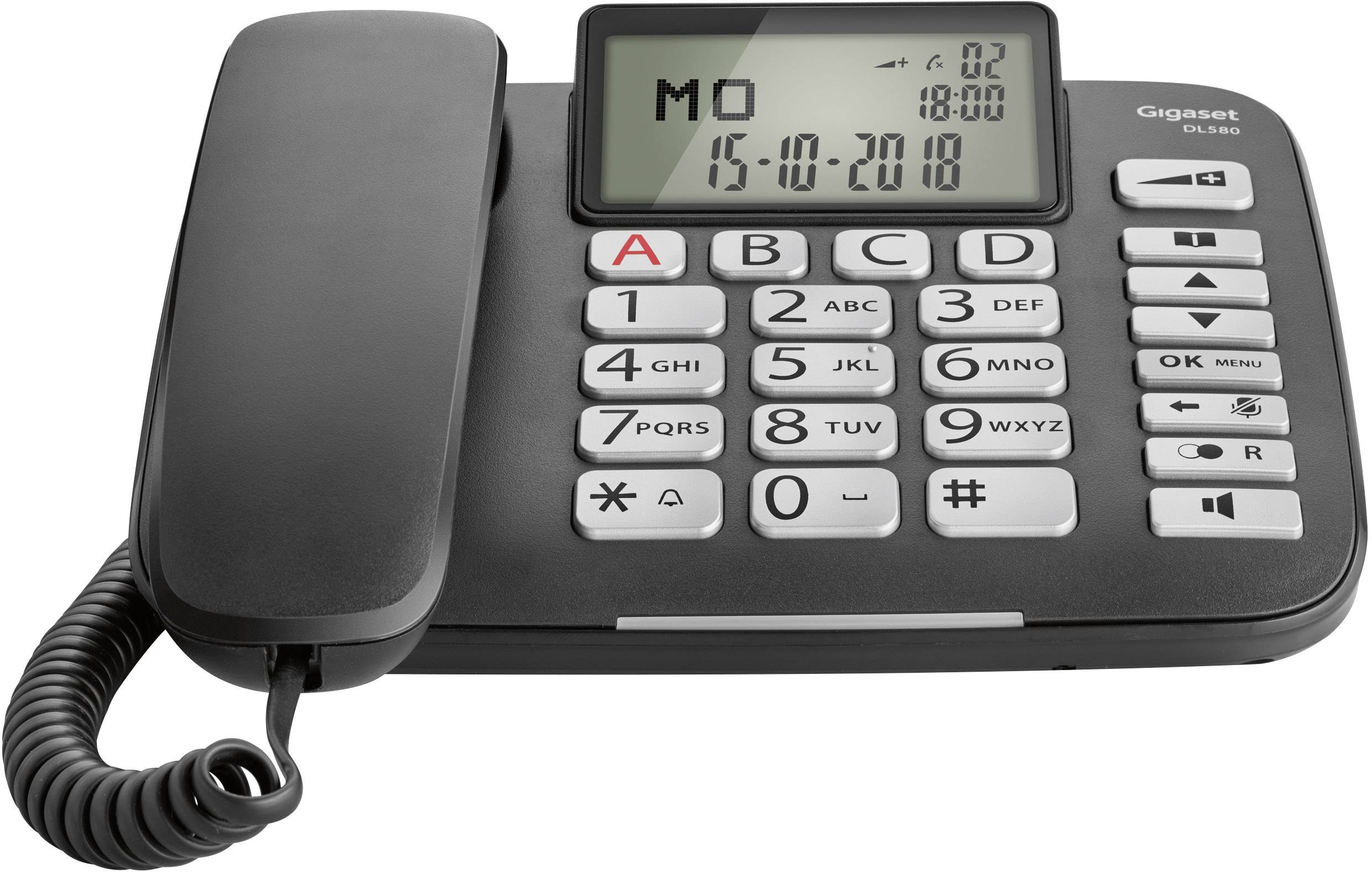 Gigaset DL580 Schnurgebundenes Seniorentelefon Freisprechen, für Hörgeräte kompatibel, Optische Anrufsignalisierung Bele-1