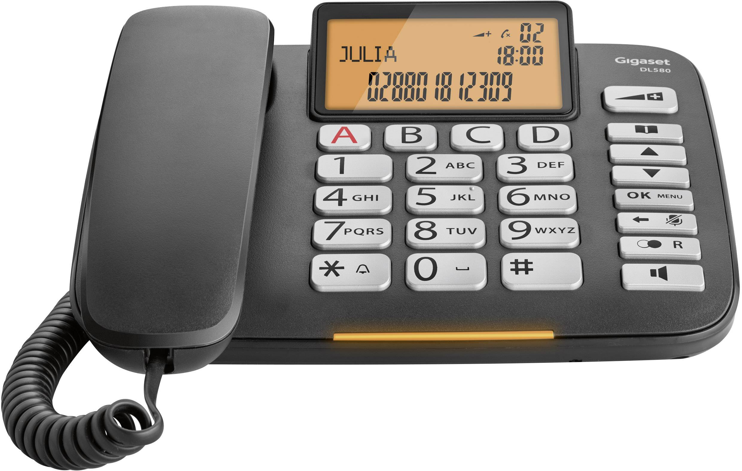 Gigaset DL580 Schnurgebundenes Seniorentelefon Freisprechen, für Hörgeräte kompatibel, Optische Anrufsignalisierung Bele-2
