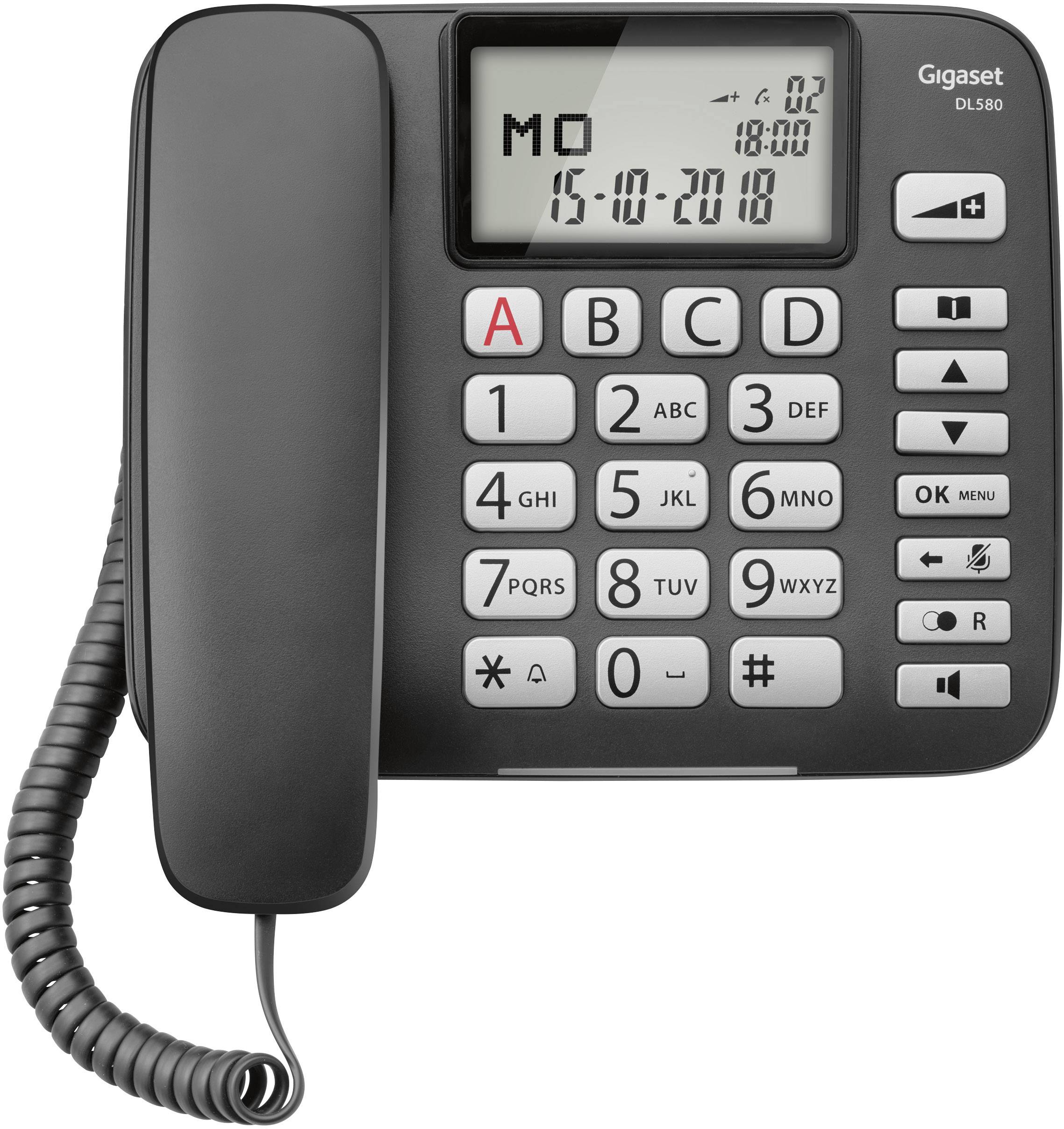 Gigaset DL580 Schnurgebundenes Seniorentelefon Freisprechen, für Hörgeräte kompatibel, Optische Anrufsignalisierung Bele-5