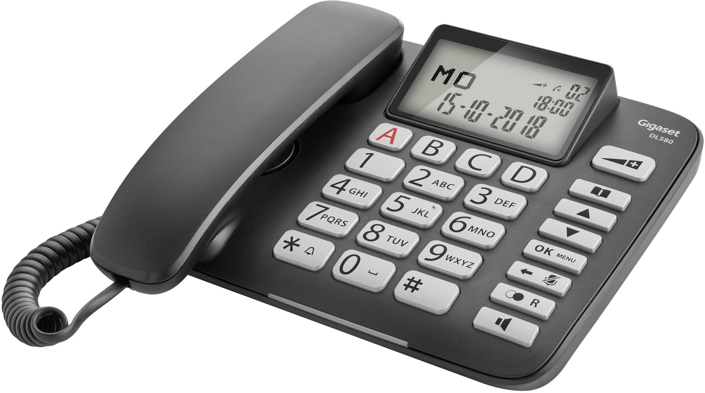 Gigaset DL580 Schnurgebundenes Seniorentelefon Freisprechen, für Hörgeräte kompatibel, Optische Anrufsignalisierung Bele-7