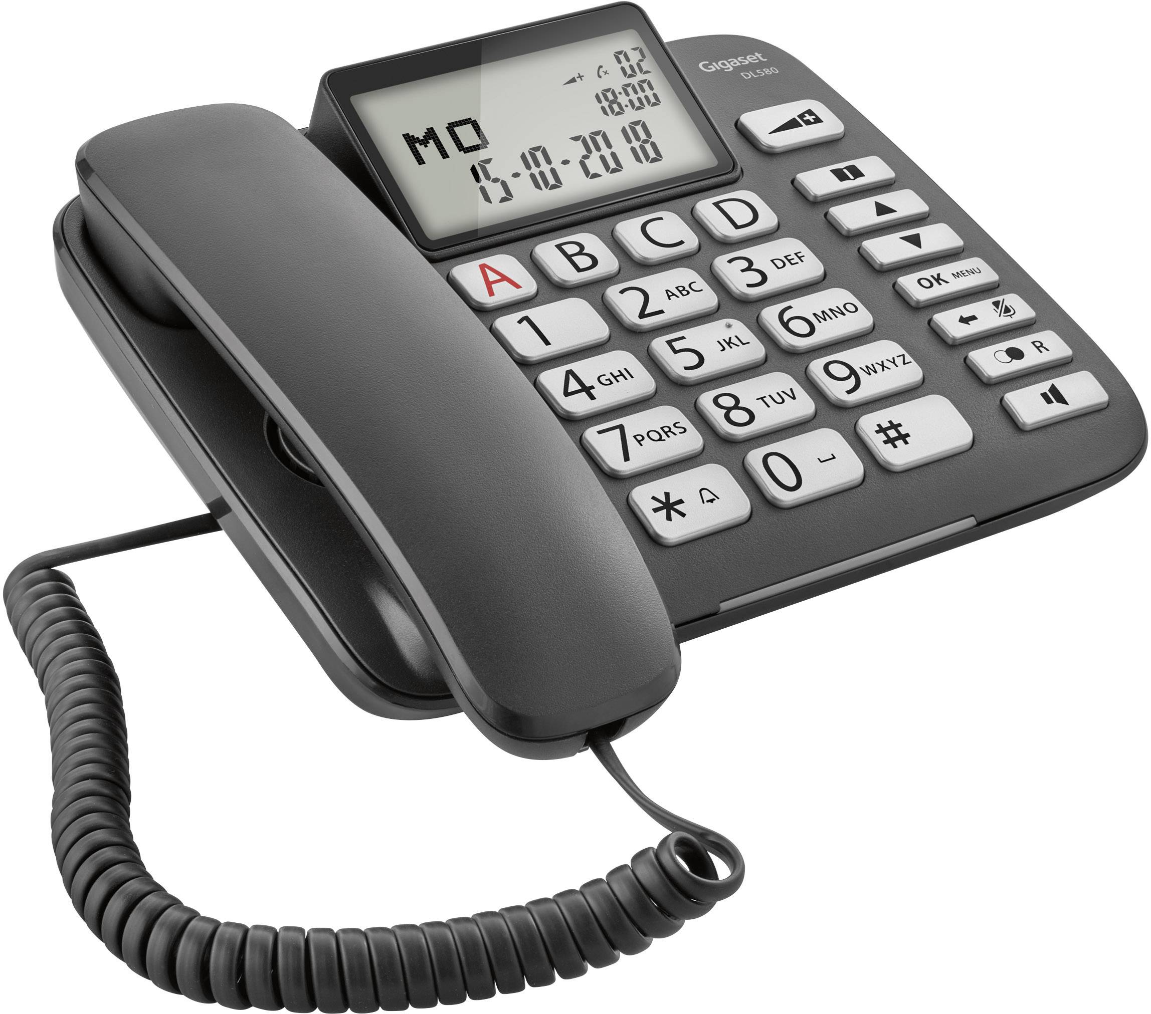 Gigaset DL580 Schnurgebundenes Seniorentelefon Freisprechen, für Hörgeräte kompatibel, Optische Anrufsignalisierung Bele-9