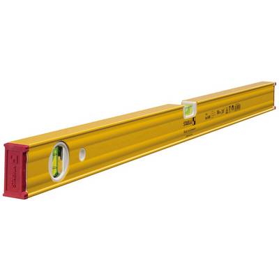 Gelbe Wasserwaage mit zwei Libellen, eine horizontal, eine vertikal, dient zum Ausrichten und Nivellieren von Flächen.
