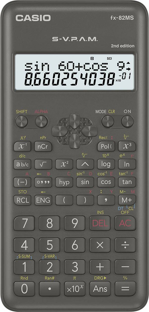 Casio FX-82MS-2 Schulrechner Schwarz Display (Stellen): 12 batteriebetrieben (B x H x T) 77 x 14 x 162 mm