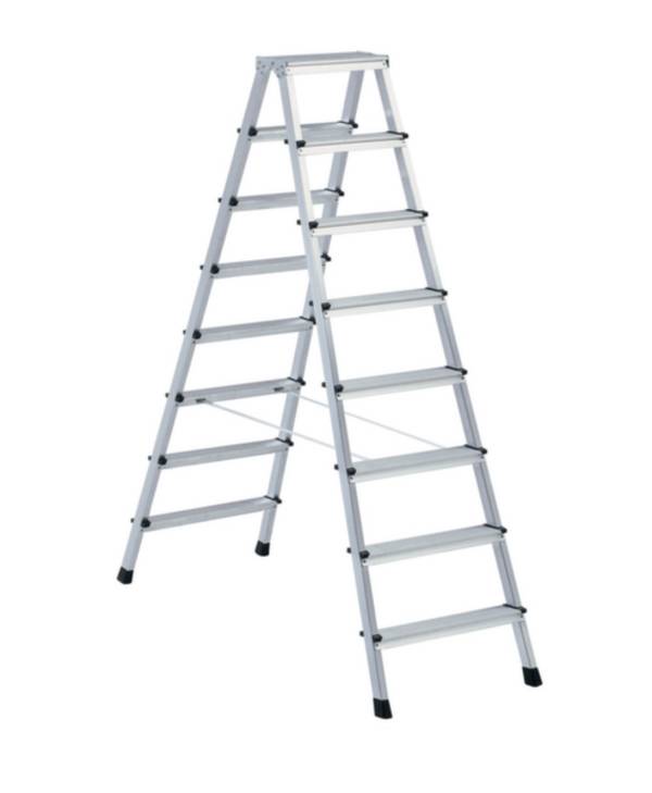 Stufenstehleiter 2x8 Stufen Alu.elox.Gesamt-H.2170mm Stufen genietet ZARGES