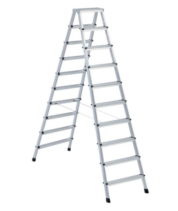Stufenstehleiter 2x10 Stufen Alu.elox.Gesamt-H.2710mm Stufen genietet ZARGES