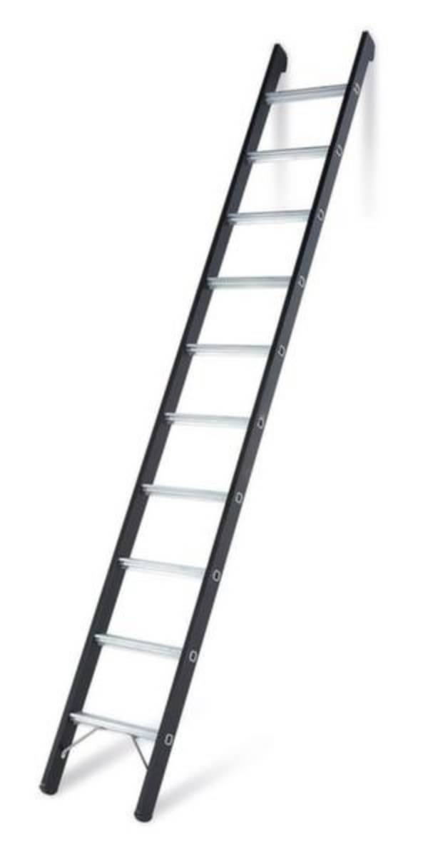 Anlegeleiter 10Sprossen Alu.schwarz elox.Leiterlänge 2940mm Arbeits-H.ca.3700mm