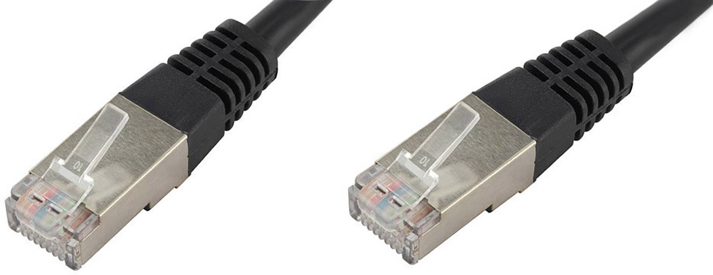 ECON connect RJ45 Netzwerk Anschlusskabel CAT 6 S/FTP 1 m Schwarz Paarschirm