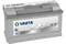 Autobatterie der Marke Varta Silver Dynamic, 12V, 100Ah, 830A, H3, auf grauem Hintergrund.
