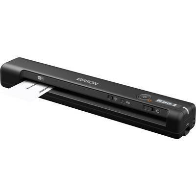 Ein tragbarer EPSON-Drucker scannt ein Dokument; die Bedienfelder und WLAN-Symbol sind gut sichtbar.