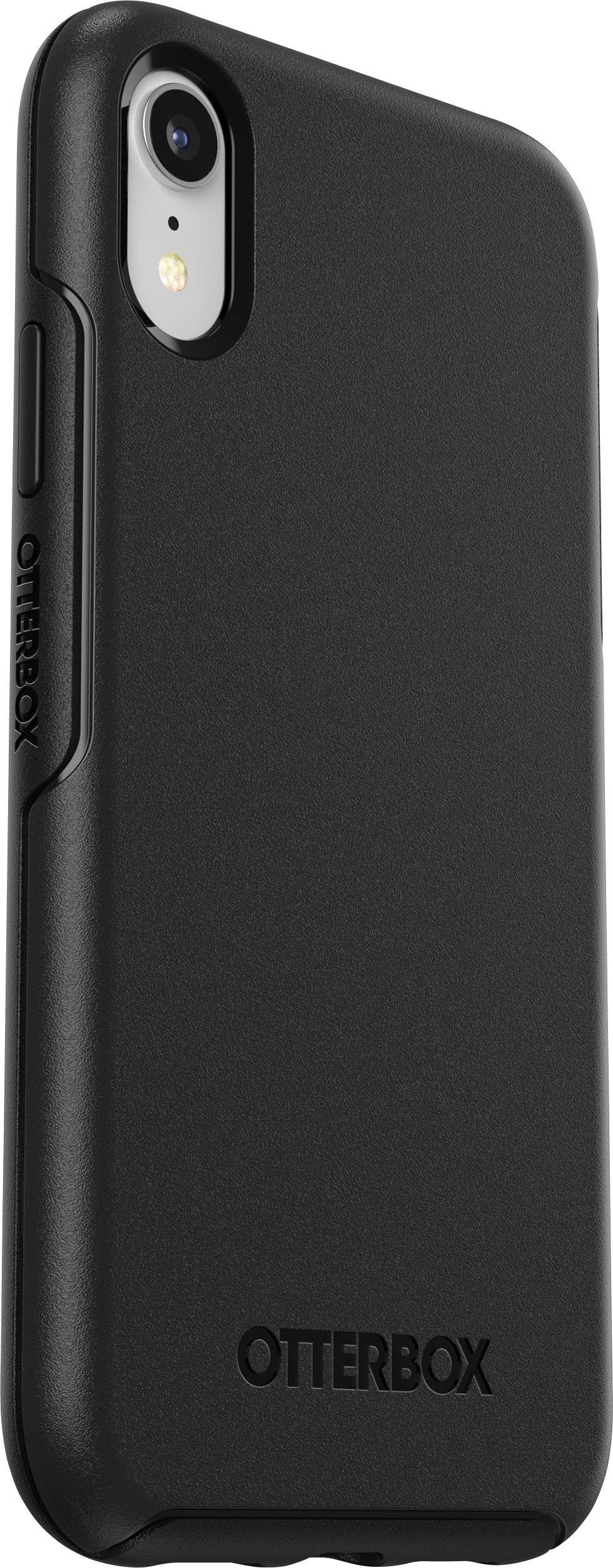 Schwarzes Smartphone-Case der Marke Otterbox, Rückansicht, zeigt robustes Design mit glatter Oberfläche.