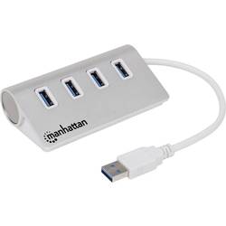 Image of Manhattan 163767 4 Port USB 3.2 Gen 1-Hub (USB 3.0) mit Aluminiumgehäuse Weiß