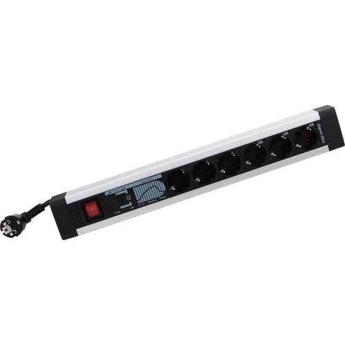 REV 0014663913 Steckdosenleiste mit Schalter 6fach Schwarz, Silber Schutzkontakt 1 St.