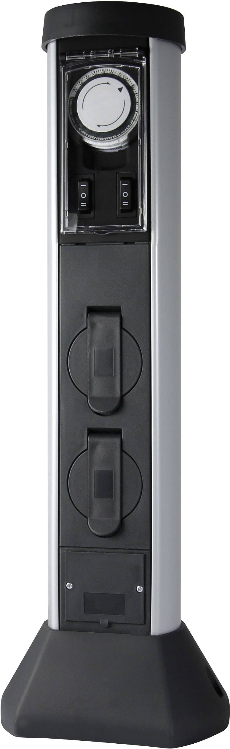 REV 0068206258 Gartensteckdose mit Zeitschaltuhr 2fach Silber/Anthrazit