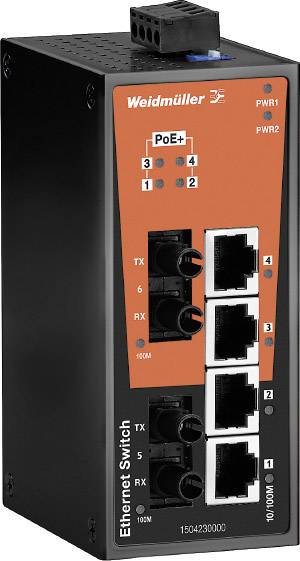 Weidmüller IE-SW-BL06T-4POE-2ST Industrial Ethernet Switch 10 / 100 MBit/s PoE-Funktion