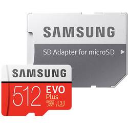 Paměťová karta microSDXC, 512 GB, Samsung Evo+, Class 10, UHS-I, UHS-Class 3, vč. SD adaptéru