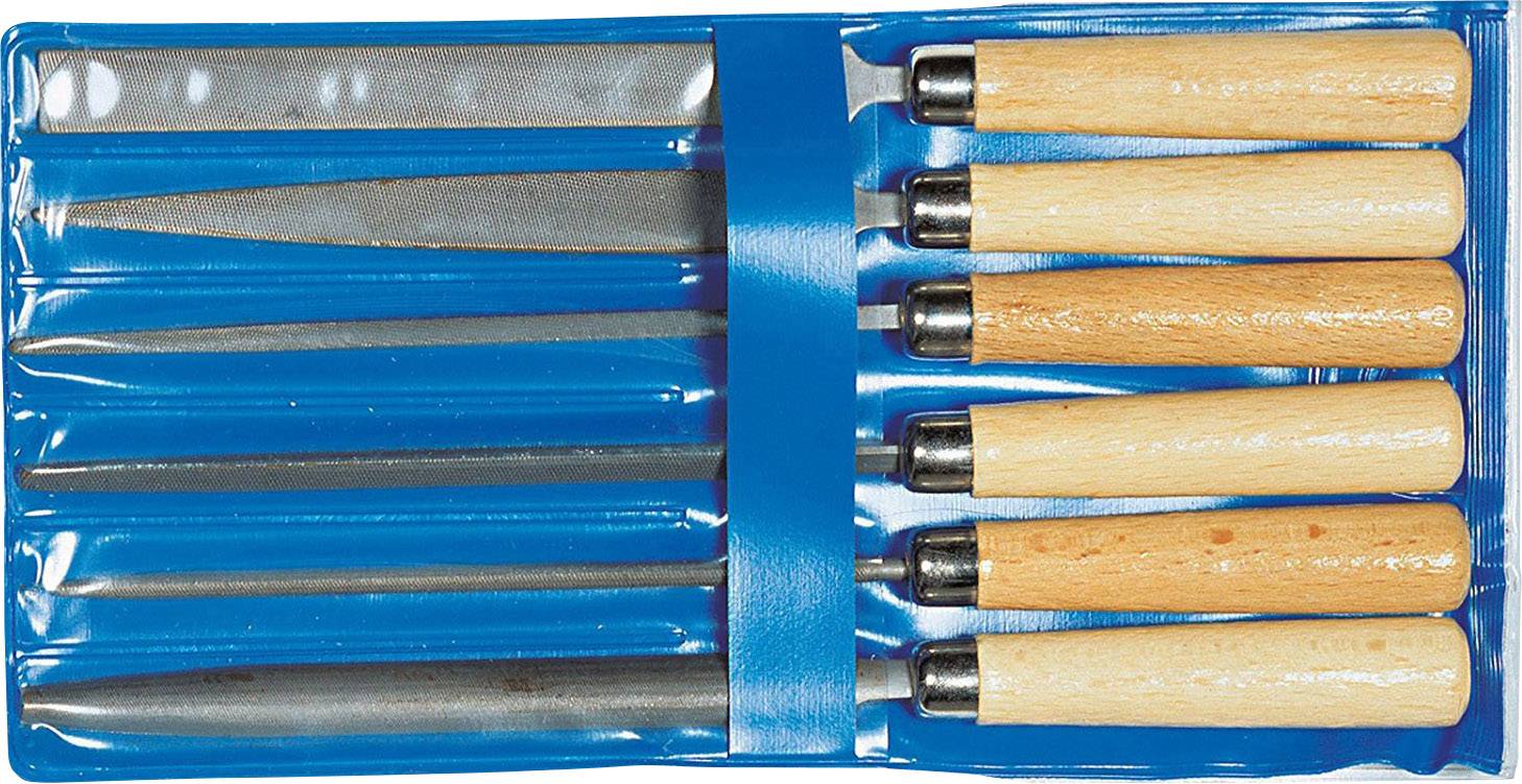 GEDORE Schlüsselfeilensatz, Set für Metall, 6-tlg, Flachstumpf-, Dreikant-, Vierkant-, Halbrund-, Ru