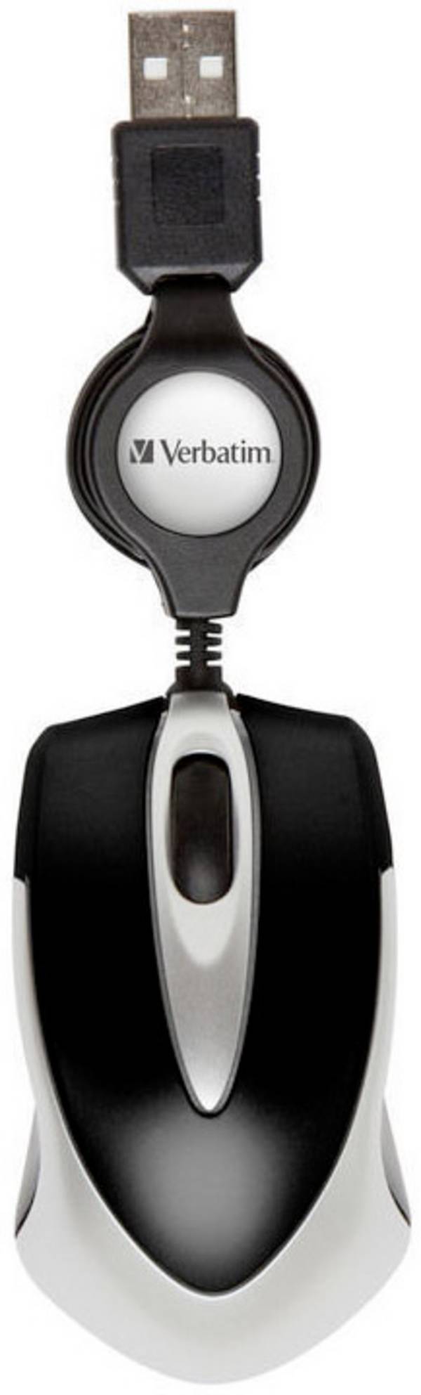 Verbatim Go Mini  Maus USB   Optisch Schwarz, Metallic 3 Tasten 1000 dpi mit Kabelroller