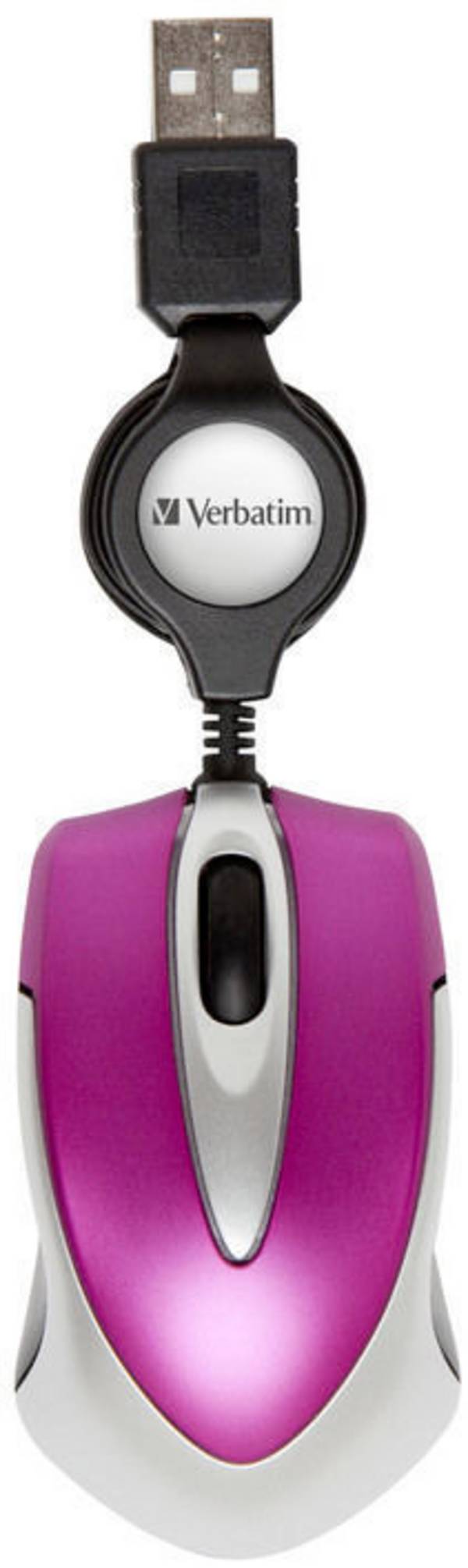 Verbatim Go Mini  Maus USB   Optisch Pink 3 Tasten 1000 dpi mit Kabelroller