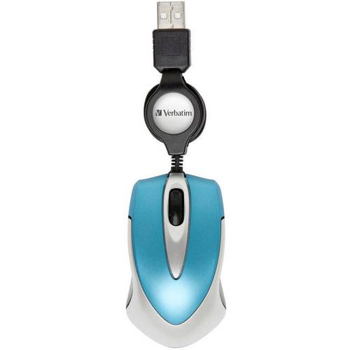 Verbatim Go Mini Maus USB Optisch Karibikblau 3 Tasten 1000 dpi mit Kabelroller