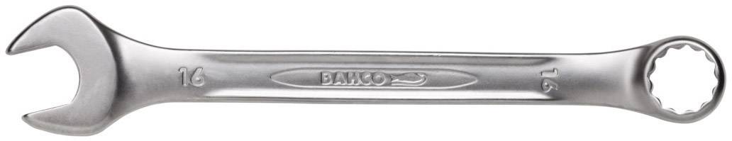 Ein silberner Schraubenschlüssel mit offenen und gekröpften Enden. Markenname 'Bahco' und Größe '16' an beiden Enden eingraviert.
