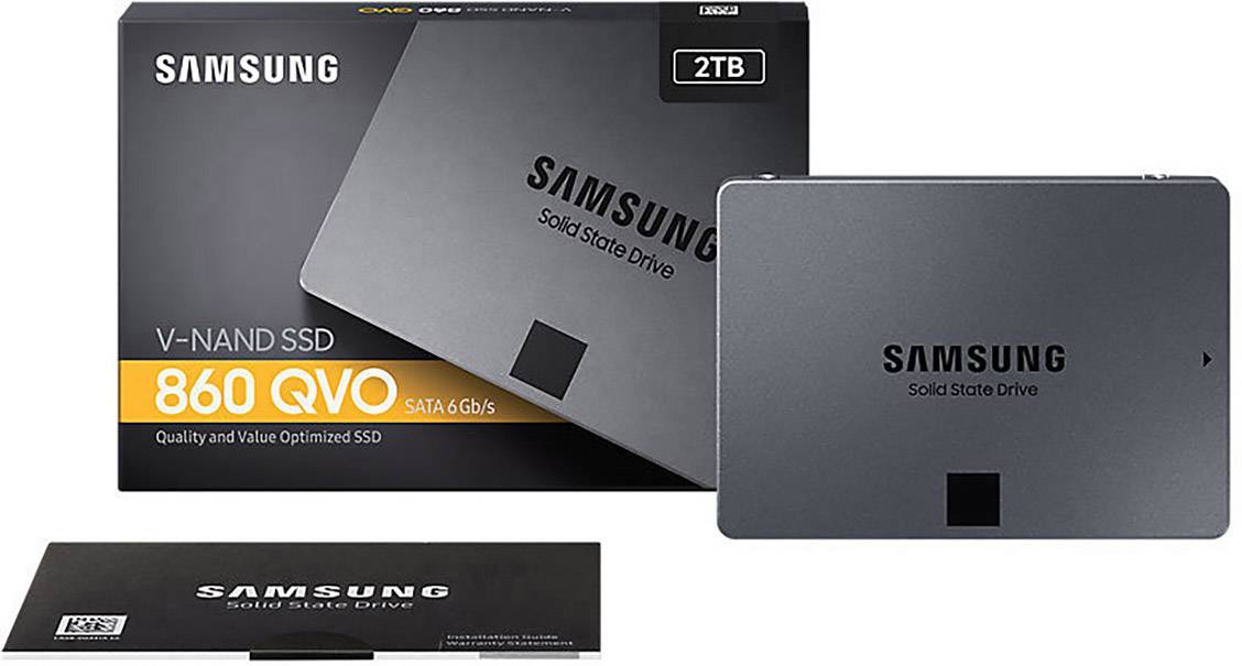 Samsung 860 QVO 2 TB Interne SATA SSD 6.35 cm (2.5 Zoll) SATA 6 Gb/s Retail MZ-76Q2T0BW-12
