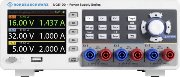 Rohde & Schwarz NGE103B Labornetzgerät, einstellbar  0 - 32 V/DC 0 - 3 A 100 W USB OVP, fernsteuerbar Anzahl Ausgänge 3 x