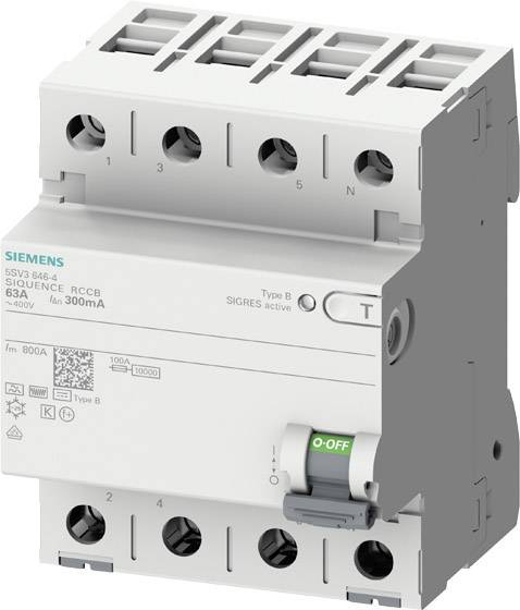 Siemens 5SV36464KK14 5SV3646-4KK14 Fehlerstrom-Schutzschalter B+ 4polig 63 A 0.3 A 400 V