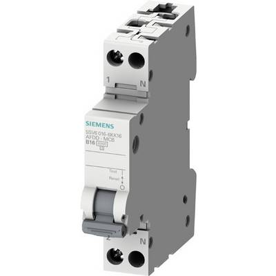 Ein Siemens Brandschutzschalter mit der Aufschrift 'AFDD+MCB B16'. Er verfügt über Test- und Reset-Tasten, geeignet für Elektroinstallationen.