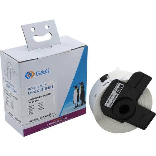 G&G Etiketten Rolle Kompatibel ersetzt Brother DK-11201 90 x 29 mm Papier Weiß 400 St. Permanent haftend Adress-Etikette...