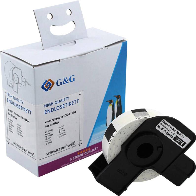 G&G Etiketten Rolle Kompatibel ersetzt Brother DK-11204 54 x 17 mm Papier Weiß 400 St. Permanen