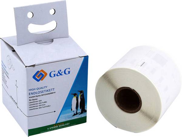 G&G Etiketten Rolle Kompatibel ersetzt DYMO 99014, S0722430 101 x 54 mm Papier Weiß 220 St. Permanent haftend Versand-Etiketten 14984