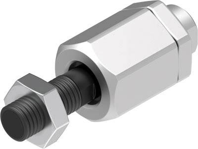 Ein sechseckiger Mutternzieher aus Metall mit Gewinde und einem zentralen Bolzen, der in einen zylindrischen Körper integriert ist.