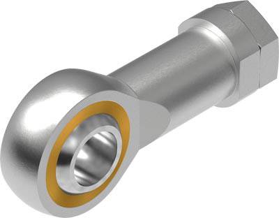 Metallisches Gelenkauge, zylindrisch mit kugelförmiger Vertiefung, wahrscheinlich für mechanische Verbindungen oder Bewegungen.