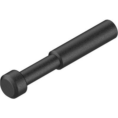 Schwarze Metallstange mit verdicktem Ende, möglicherweise ein Befestigungsteil oder Verbindungselement.