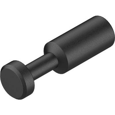 Schwarzer zylindrischer Metallstift mit einem breiteren Kopf und einem schmaleren Schaft. Verwenden für mechanische Verbindungen.