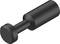 Schwarzer zylindrischer Metallstift mit einem breiteren Kopf und einem schmaleren Schaft. Verwenden für mechanische Verbindungen.