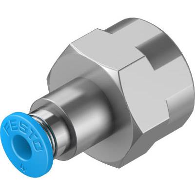 Metallischer Druckadapter mit blauer Kappe, beschriftet mit 'TESTO', vor weißem Hintergrund.