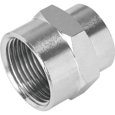Metallische Rohrverbindungsmuffe mit Gewinde, verwendet zum Verbinden von Rohrleitungen in Installationen.