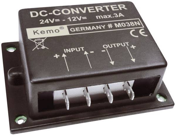 Kemo Spannungswandler Baustein Eingangsspannung (Bereich): 24 - 26 V/DC Ausgangsspannung (Bereich): 12 V/DC (max.) 3 A