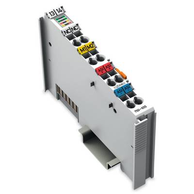 'WAGO 750-655 Modul' mit farbcodierten Anschlüssen und Beschriftungen auf der Vorderseite. Technische Hardwarekomponente.